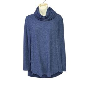 Lisa Rinna Collection Blue Cowl Neck Sweater tunic length size medium